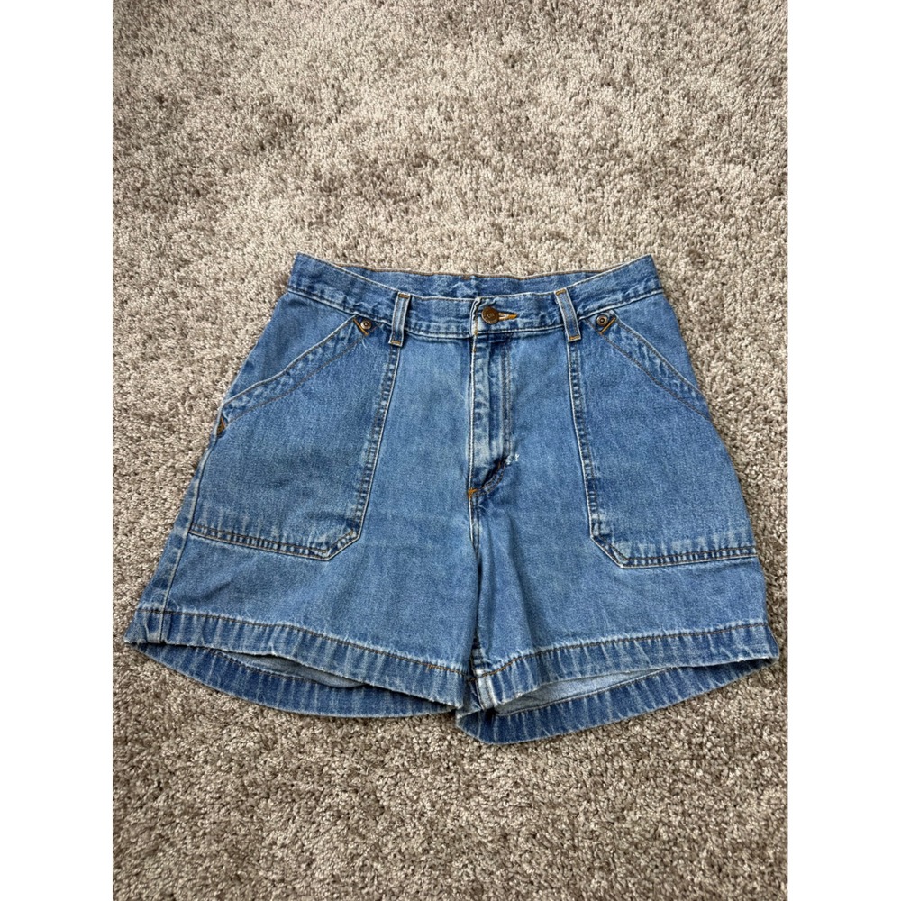 No Boundaries Vintage Denim Shorts High Waisted Blue Carpenter Pockets 27 Waist